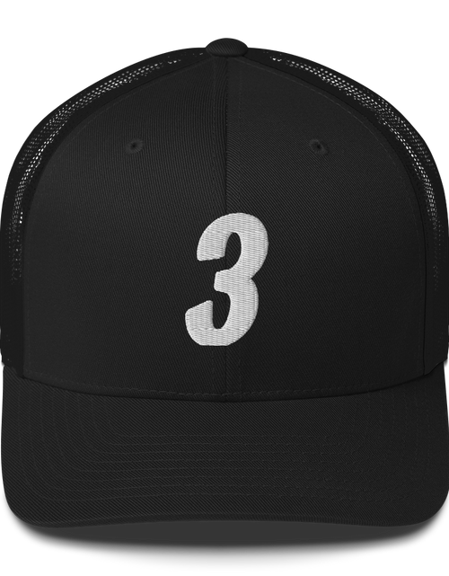 Load image into Gallery viewer, Black hat with the caption, 3.
